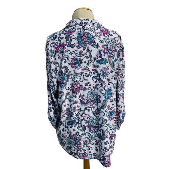 Coral Bay Women's Size XL Multicolored Button Down Blouse - Picture 3 of 7